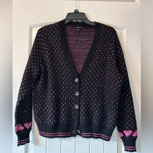 Torrid Black Cardigan with Pink Heart Accents